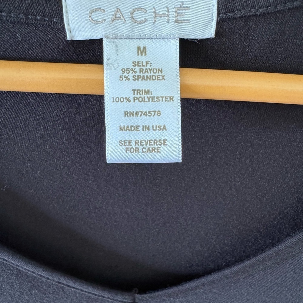 Cache fringe jersey black v-Neck Top shirt - Picture 8 of 8